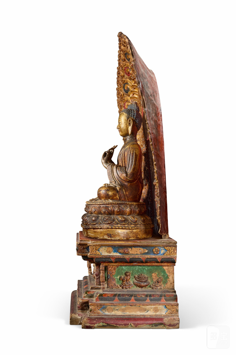 STATUE DE BOUDDHA SHAKYAMUNI ASSIS EN LAQUE SÈCHE DORÉE ET POLYCHROME  CHINE, FIN DE LA DYNASTIE MING (1368-1644) - 图4